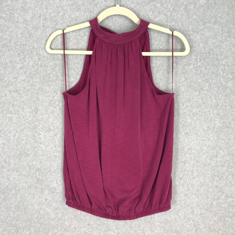 Green Envelope Tank Top Small Pink Blouse Pleated ‎ Tie Loose Soft Modal Career